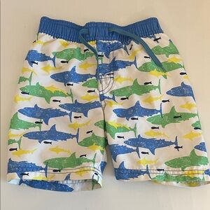Colorful Shark Pattern Kids Swim Trunks